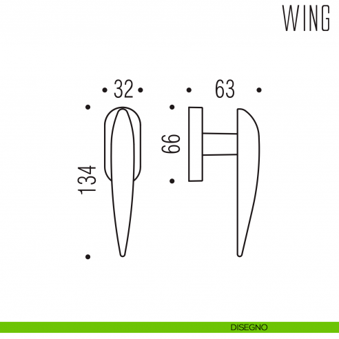 Maniglia per finestra martellina DK Wing Colombo Design disegno