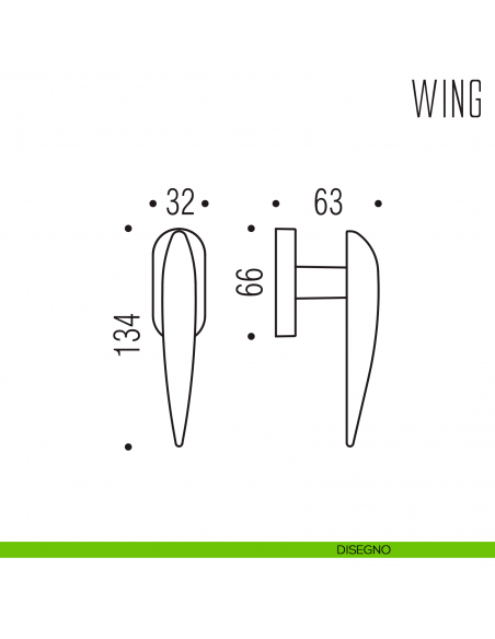 Maniglia per finestra martellina DK Wing Colombo Design disegno