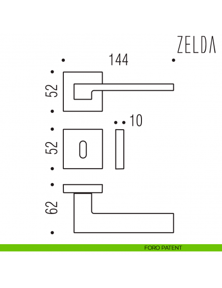 Maniglia per porta Zelda Colombo Design foro patent