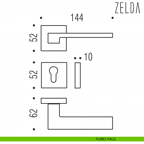 Maniglia per porta Zelda Colombo Design foro yale