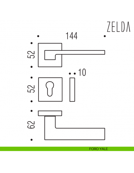Maniglia per porta Zelda Colombo Design foro yale