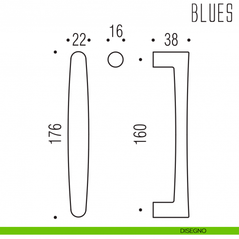 Maniglione per porta Blues Colombo Design disegno