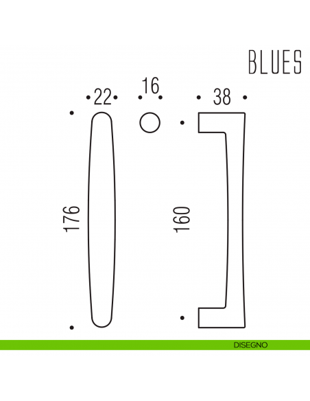 Maniglione per porta Blues Colombo Design disegno