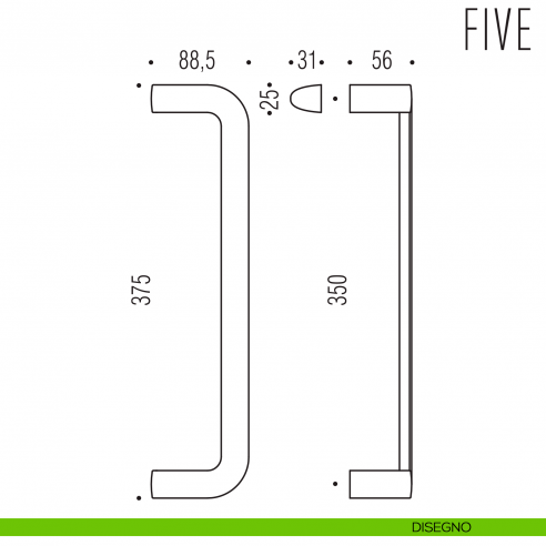 Maniglione per porta Five Colombo Design zancato