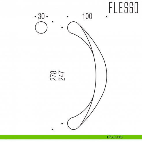 Maniglione per porta Flesso Colombo Design zancato CB16 Z/A disegno