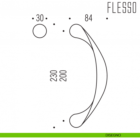 Maniglione per porta Flesso Colombo Design zancato CB16 Z/B disegno