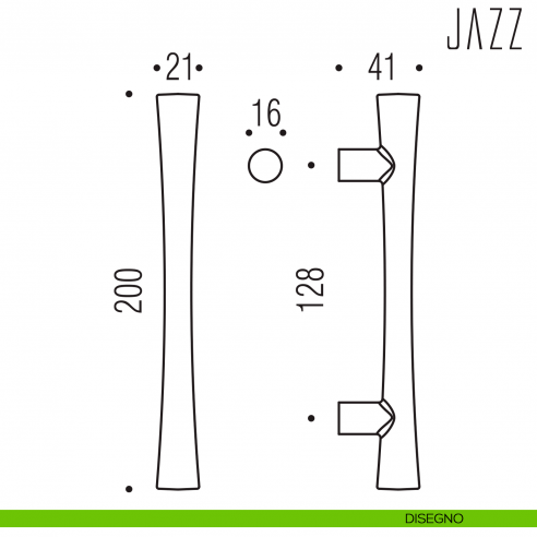 Maniglione per porta Jazz Colombo Design disegno