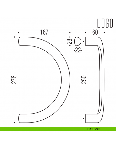 Maniglione per Porta Logo Colombo Design Zancato LC16