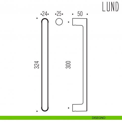 Maniglione per porta Lund Colombo Design disegno