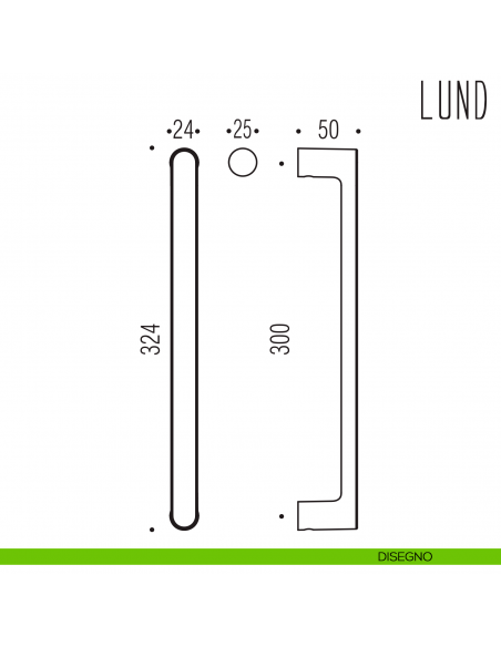 Maniglione per porta Lund Colombo Design disegno