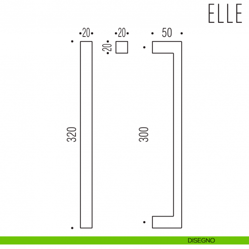 Maniglione per porta Elle Colombo Design disegno