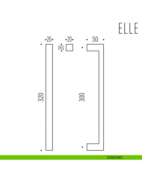 Maniglione per porta Elle Colombo Design disegno