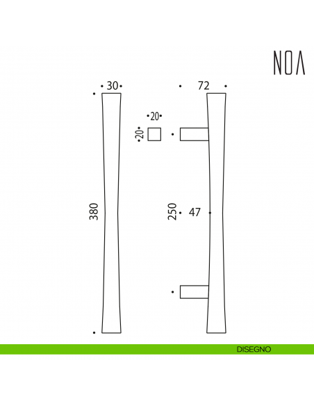 Maniglione per porta Noa Colombo Design ID16 B disegno
