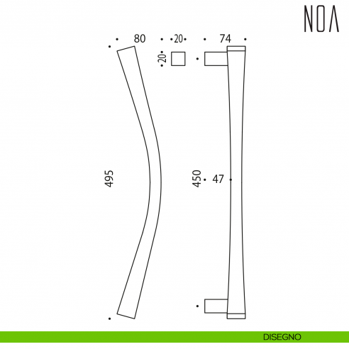 Maniglione per porta Noa Colombo Design zancato ID26 A disegno