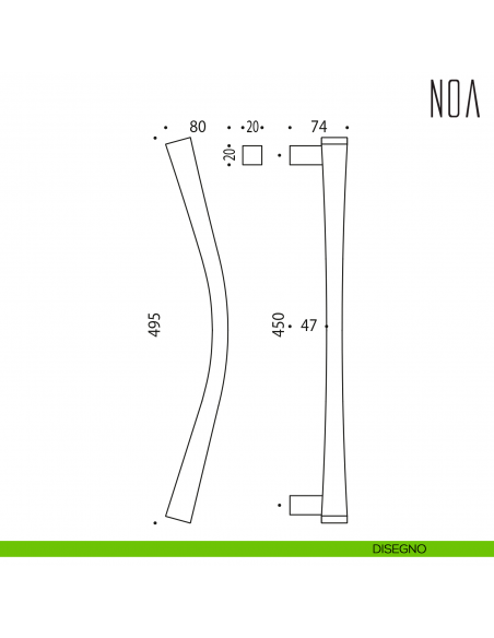 Maniglione per porta Noa Colombo Design zancato ID26 A disegno