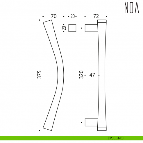Maniglione per porta Noa Colombo Design zancato ID26 B disegno