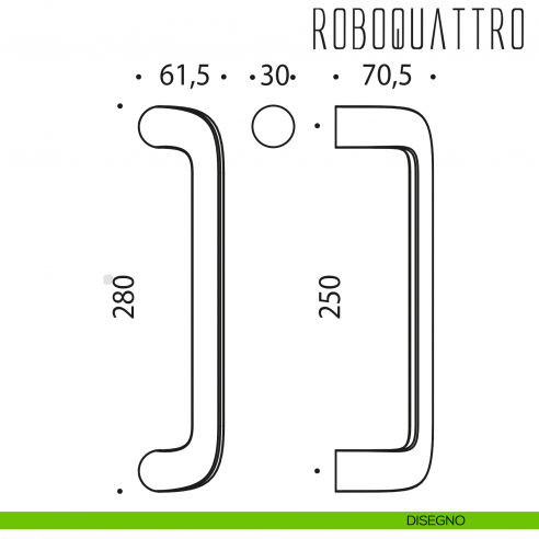 Maniglione per porta Roboquattro Colombo Design zancato ID46 B disegno