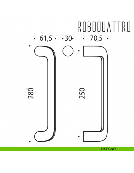 Maniglione per porta Roboquattro Colombo Design zancato ID46 B disegno