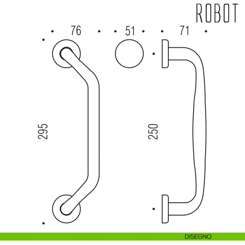 Maniglione per porta Robot Colombo Design zancato CD16 A disegno