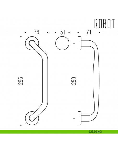 Maniglione per porta Robot Colombo Design zancato CD16 A disegno