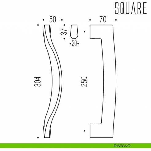 Maniglione per porta Square Colombo Design disegno