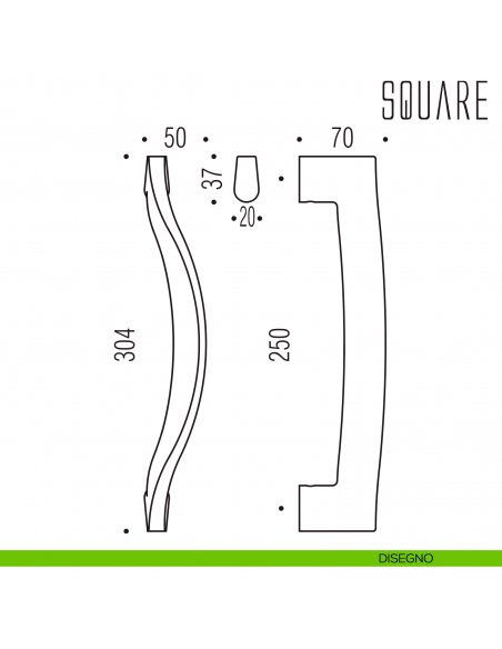 Maniglione per porta Square Colombo Design disegno
