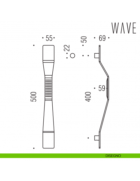Maniglione per porta Wave Colombo Design MP16 B disegno