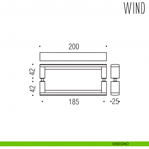 Coppia maniglioni per porta in vetro Wind Colombo Design LC36 disegno