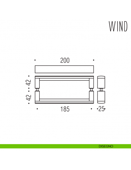 Coppia maniglioni per porta in vetro Wind Colombo Design LC36 disegno