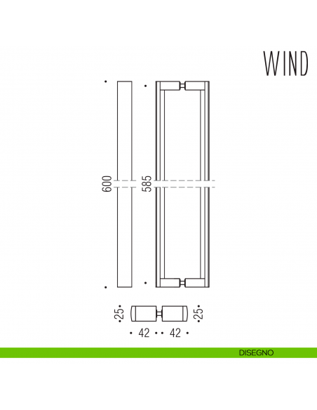 Coppia maniglioni per porta in vetro Wind Colombo Design LC46 disegno