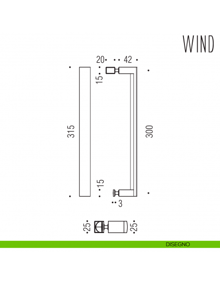 Maniglione per porta in vetro Wind Colombo Design LC56 disegno