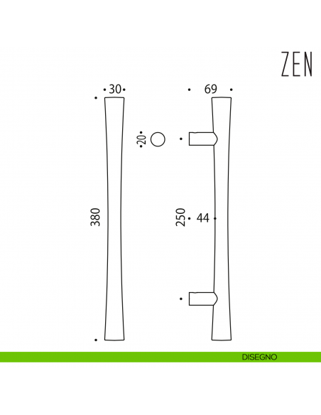 Maniglione per porta Zen Colombo Design CB36 B disegno