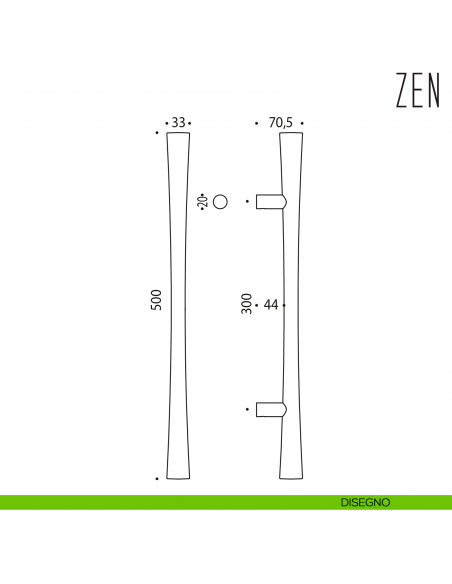 Maniglione per porta Zen Colombo Design CB36 A disegno