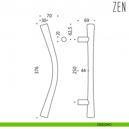 Maniglione per porta Zen Colombo Design zancato CB46 B disegno