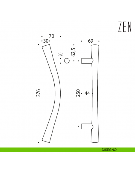 Maniglione per porta Zen Colombo Design zancato CB46 B disegno