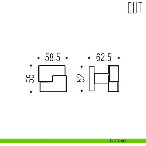 Pomello per porta Cut fisso Colombo Design disegno