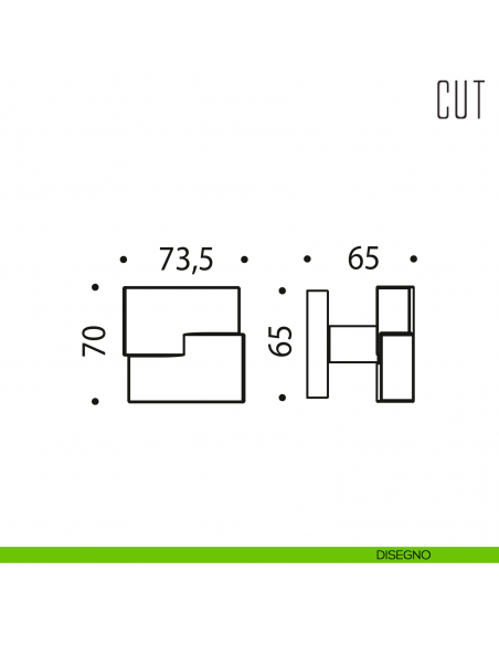 Pomello per porta Cut fisso Colombo Design disegno