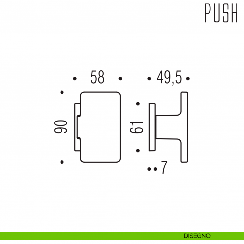 Pomolo per porta Push fisso Colombo Design disegno