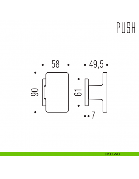 Pomolo per porta Push fisso Colombo Design disegno