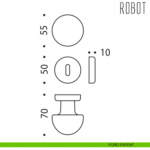 Pomolo per porta Robot girevole Colombo Design foro patent