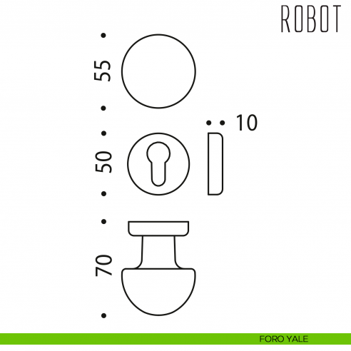 Pomolo per porta Robot girevole Colombo Design foro yale