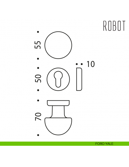 Pomolo per porta Robot girevole Colombo Design foro yale