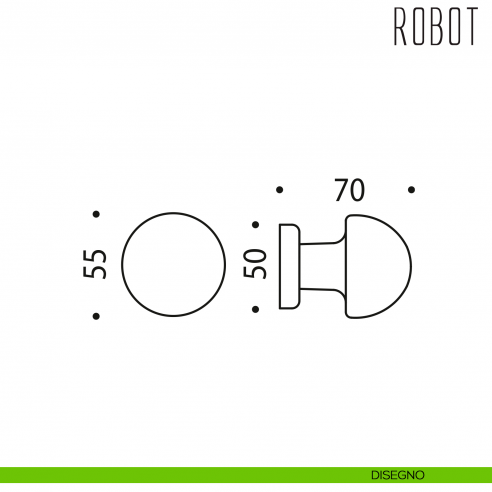 Pomolo per porta Robot fisso Colombo Design disegno