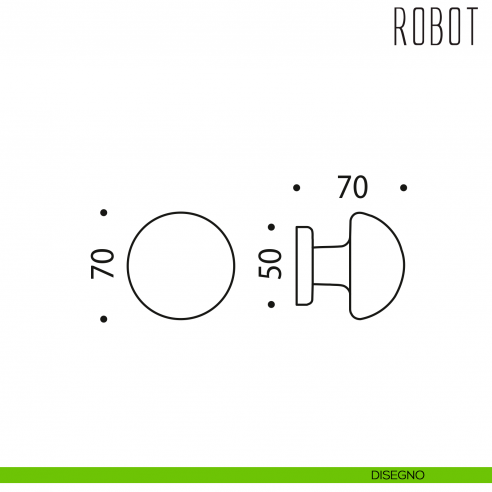 Pomolo per porta Robot fisso Colombo Design disegno