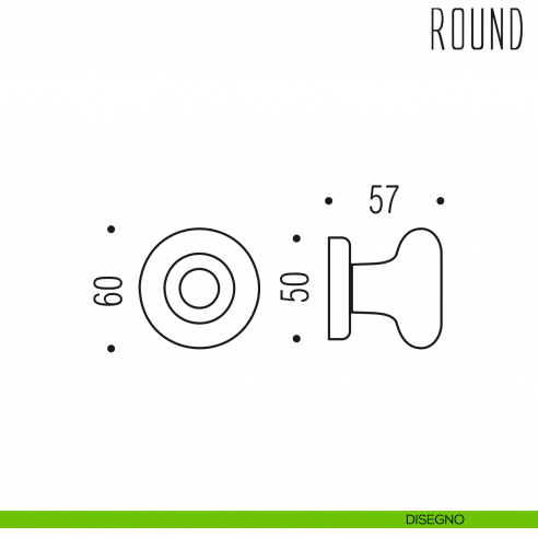 Pomolo per porta Round fisso Colombo Design disegno