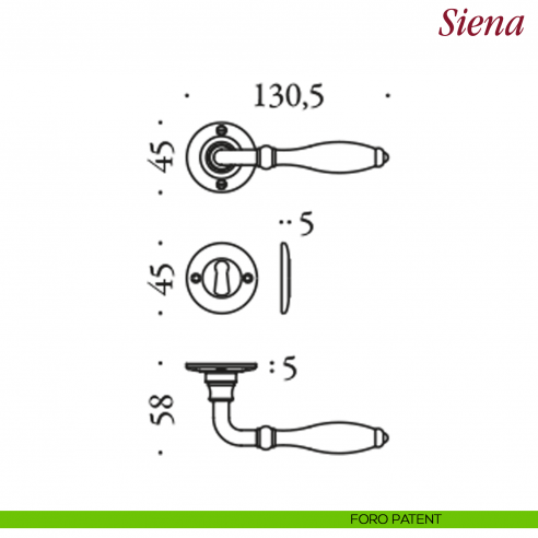 Maniglia per porta Siena Antologhia senza molla foro patent