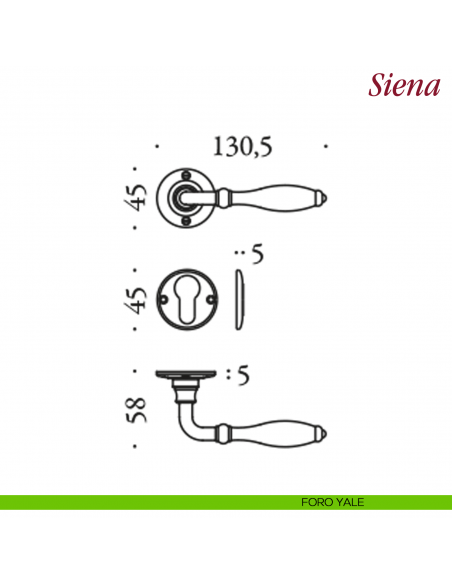 Maniglia per porta Siena Antologhia senza molla foro yale