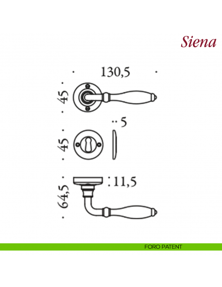 Maniglia per porta Siena Antologhia con molla foro patent