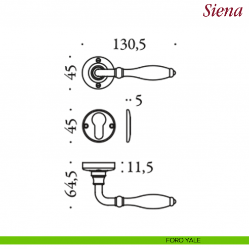 Maniglia per porta Siena Antologhia con molla foro yale