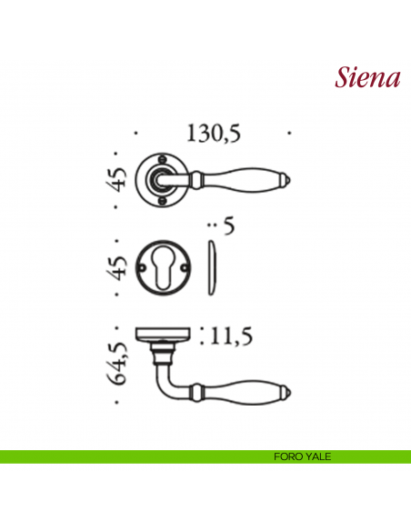 Maniglia per porta Siena Antologhia con molla foro yale